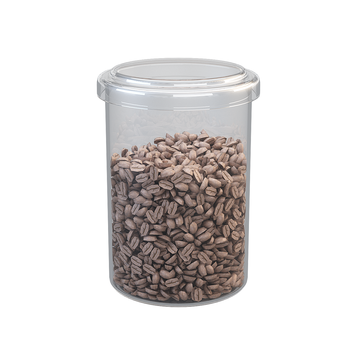 Low-Poly Coffee Bean Jar 3D Model – Transparent Glass