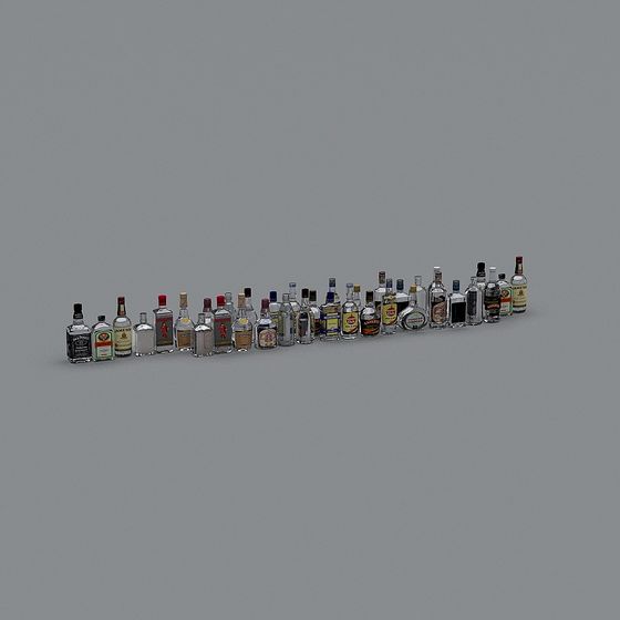 Realistic Liquor Bottles 3D Model Collection