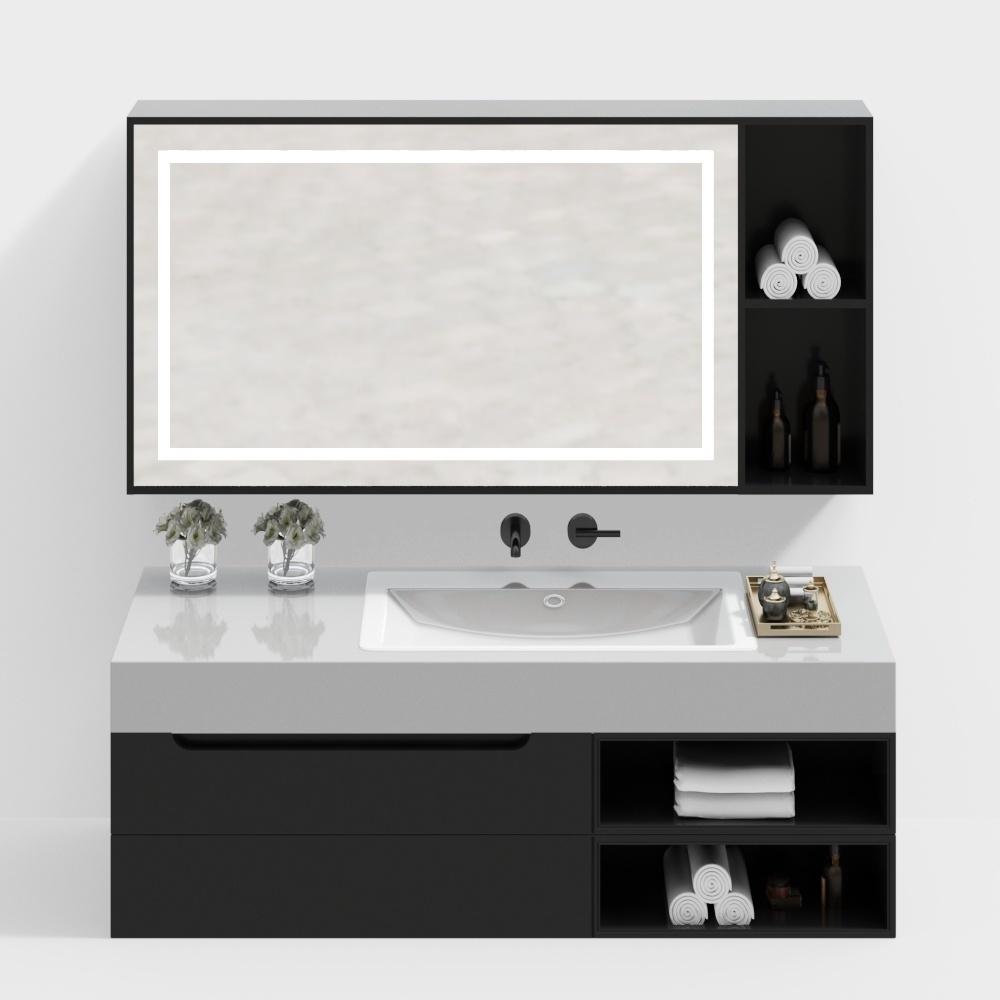 Modern black bathroom cabinet