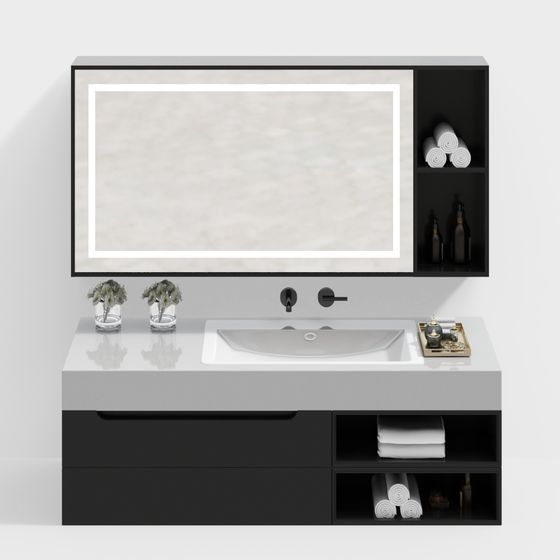 Modern Minimalist Bathroom Vanity 3D model