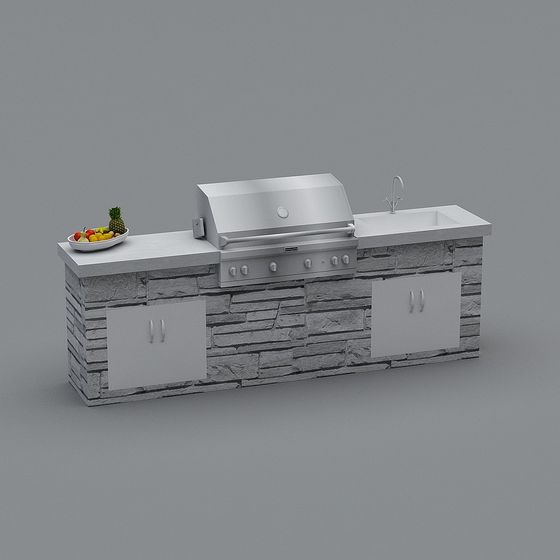 Outdoor Kitchen Island 3D model