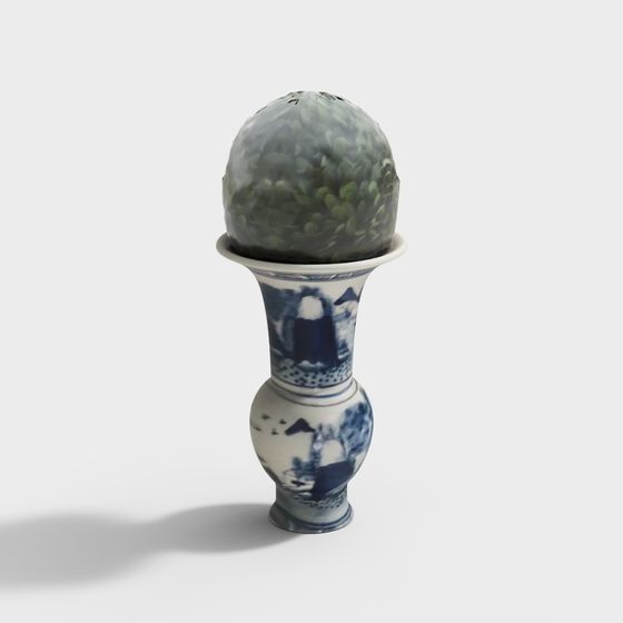 Classic Blue and White Porcelain Vase 3D model