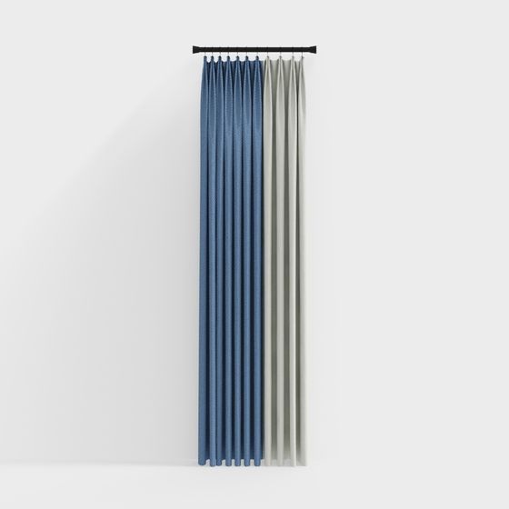 Elegant Low Polygon Curtain 3D model for Interiors