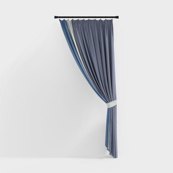 Elegant Low-Poly Curtain 3D Model Design