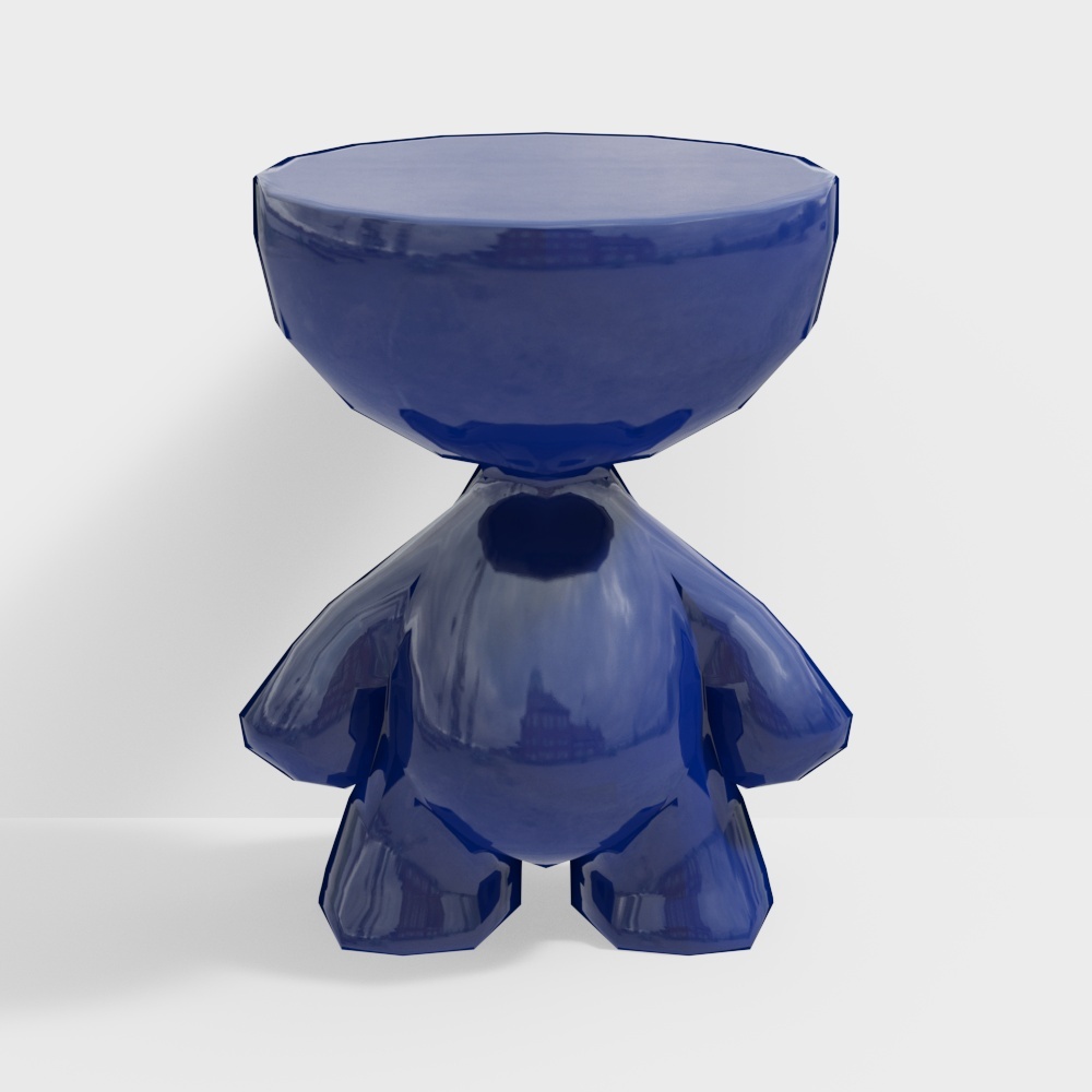 Blue Glossy Stool 3D Model – Low-Poly Vibrant Design