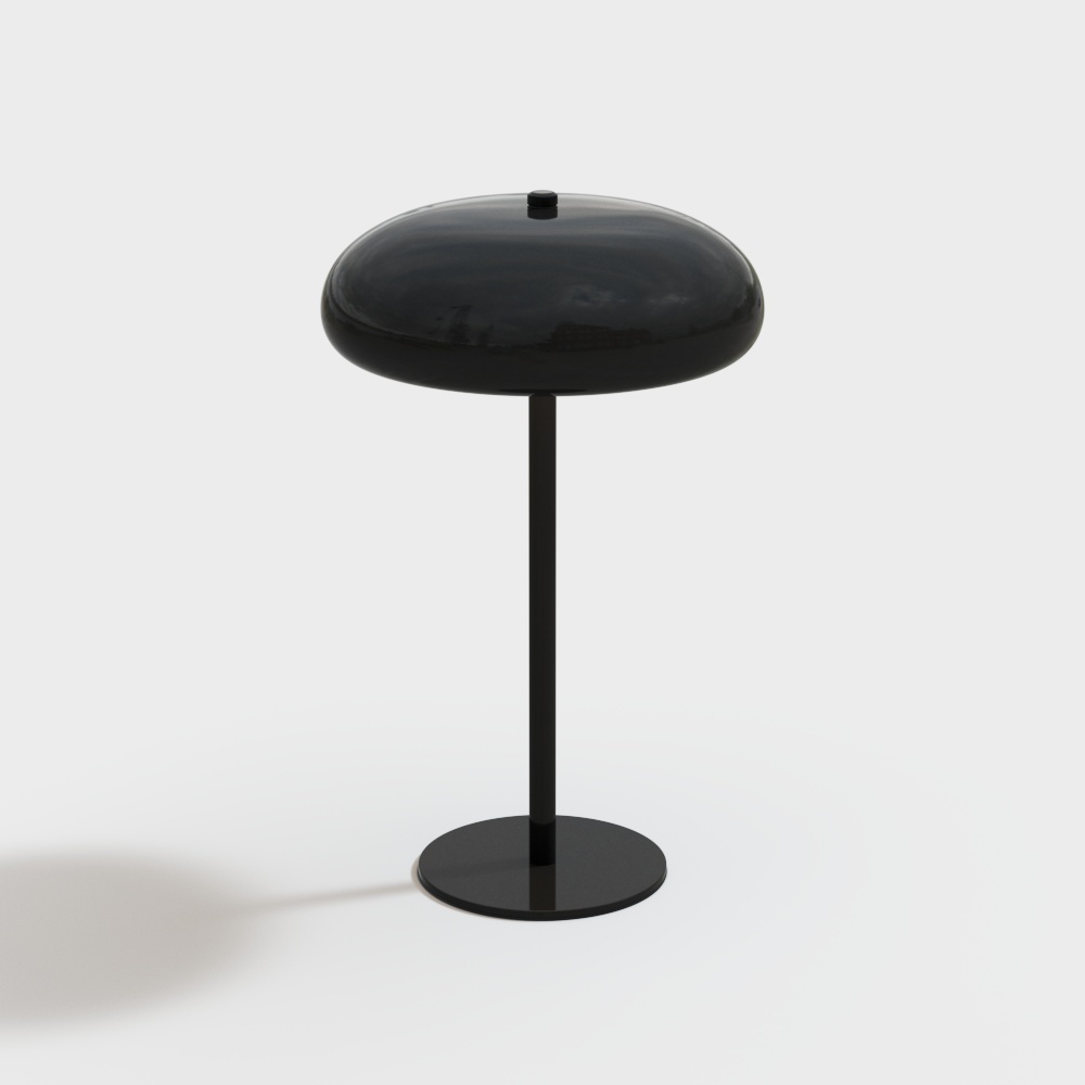 Minimalist Round Table 3D Model – Low-Poly Black Surface