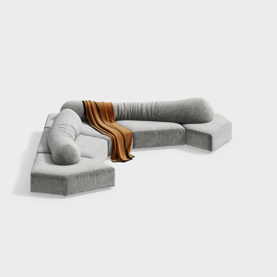 Stylish Low Poly Sofa 3D model for Modern Interiors