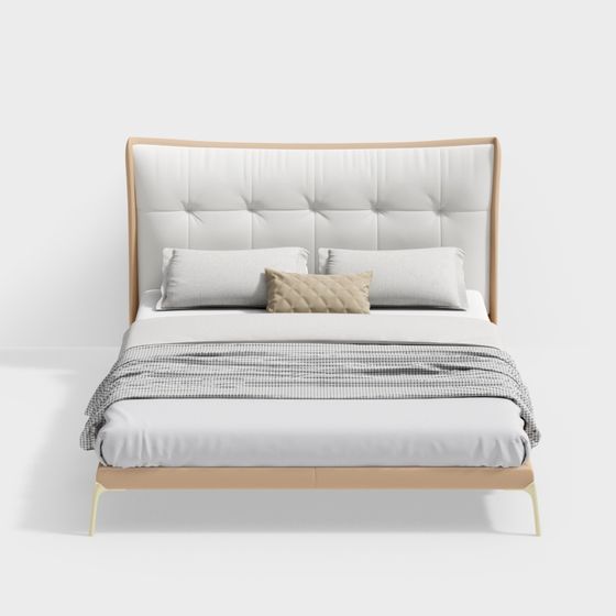 Stylish Low-Poly Bed 3D model for Contemporary Spaces