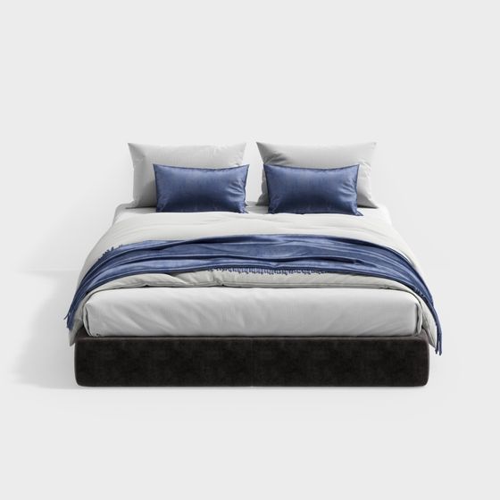 Elegant Low-Poly Bed 3D model for Modern Interiors