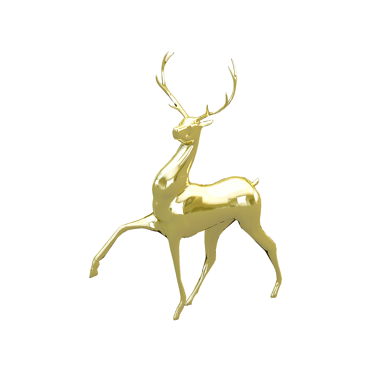 Majestic Golden Stag 3D Model – Glossy Gold Finish