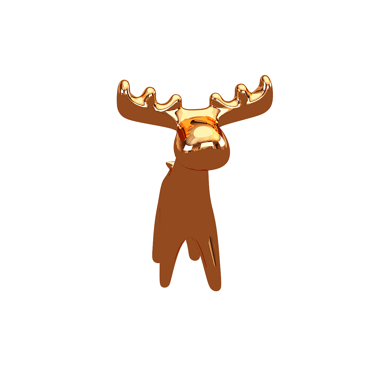 Elegant Golden Moose Low-Poly 3D Model – Polished Gold Finish