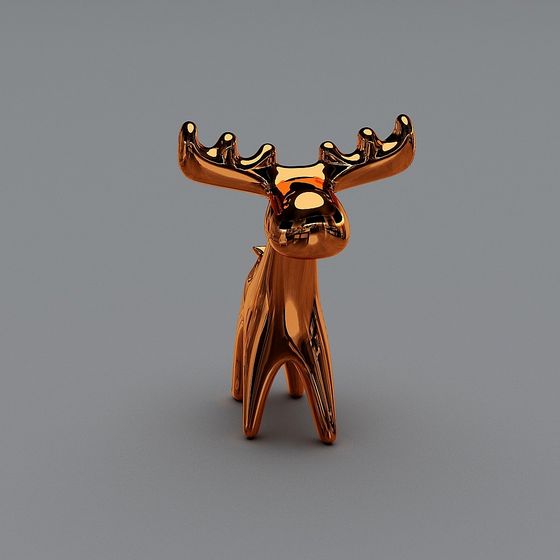 Elegant Golden Moose Low-Poly 3D Model
