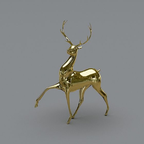 Majestic Golden Stag 3D model with Glossy Finish