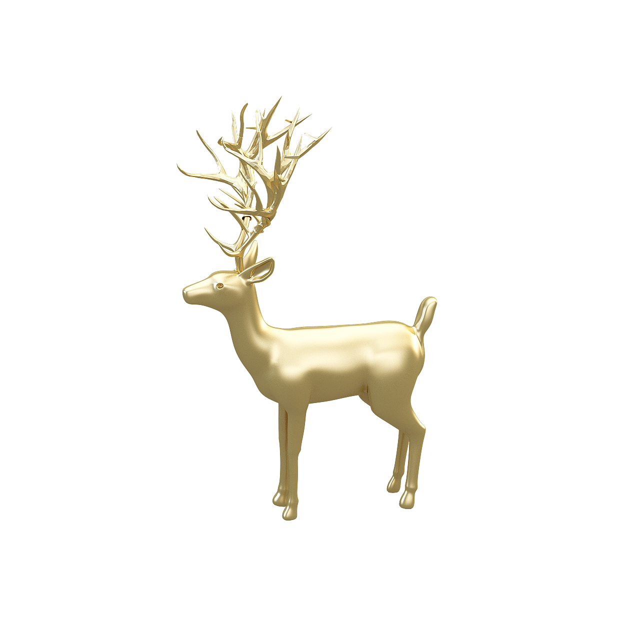 Golden Stag Regal 3D Model – Low-Poly Metallic Deer