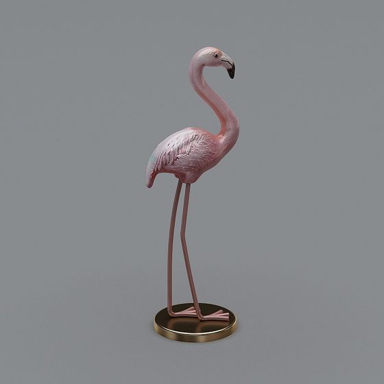 Elegant Pink Flamingo 3D Model