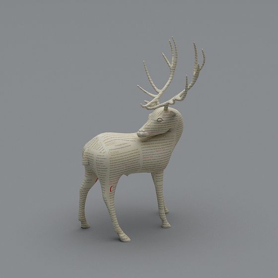 Elegant Paper Deer 3D model