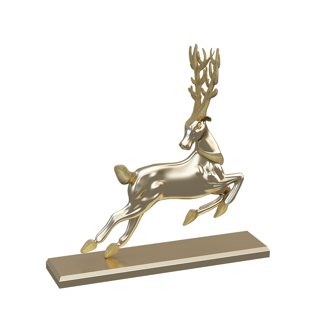 Golden Deer Majestic 3D Model – Detailed Gold Finish