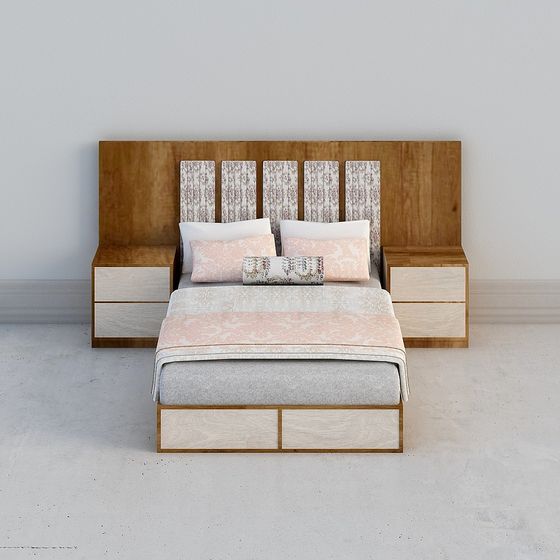 Minimalist Warm Bed Frame 3D model for Creative Spaces