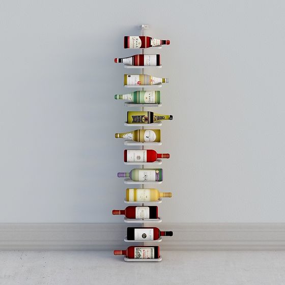 Elegant Wall-Mounted Wine Rack 3D model