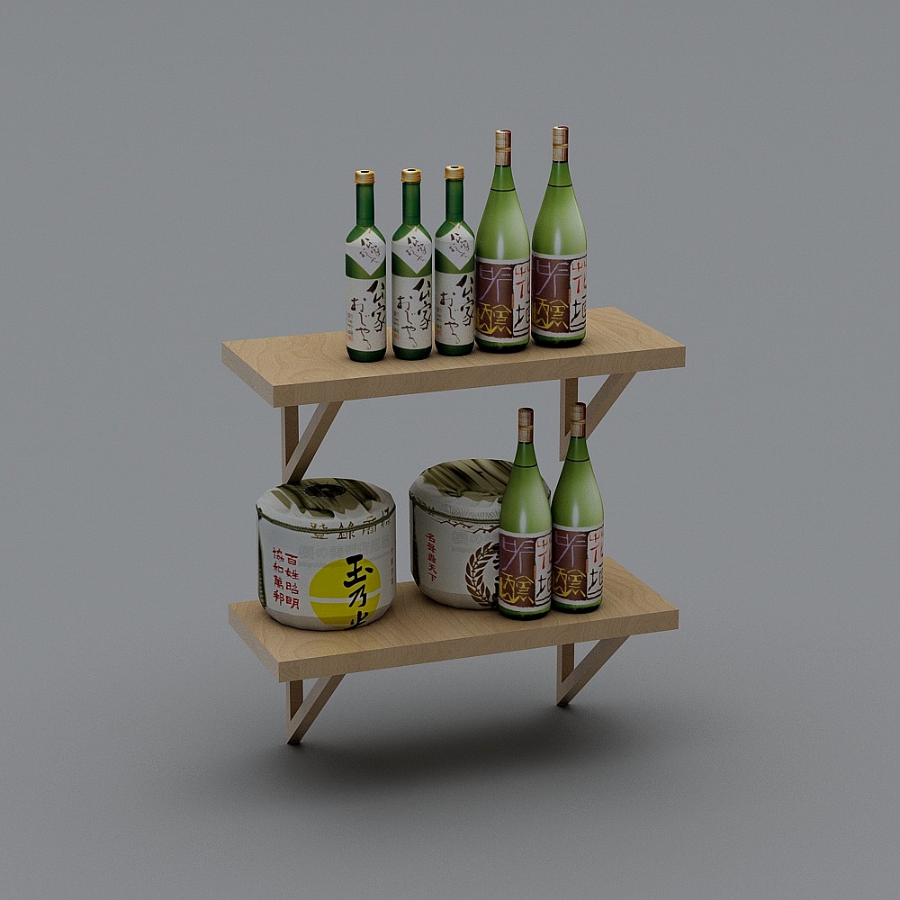 Oriental-Inspired Low-Poly Wine Rack 3D model