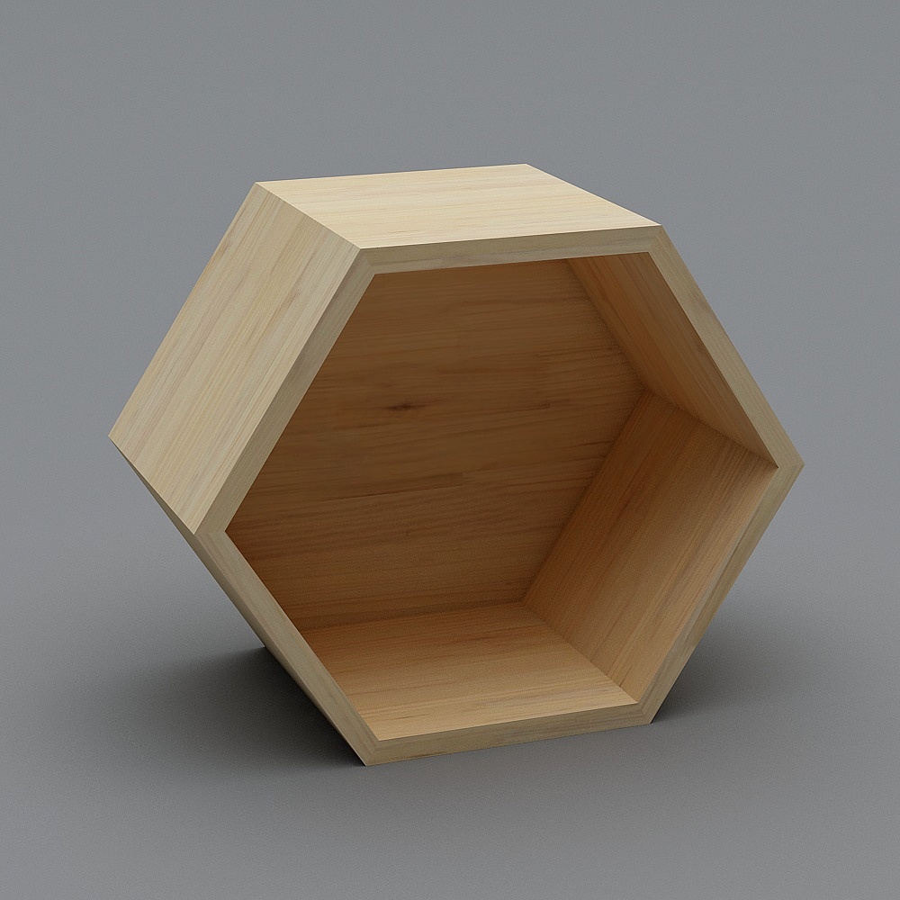Elegant Hexagonal Wooden Frame 3D model