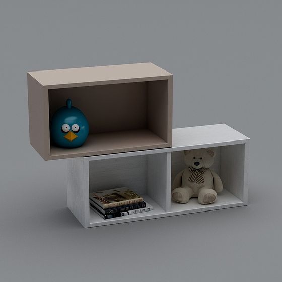 Cute Low-Poly Children's Bookshelf 3D model