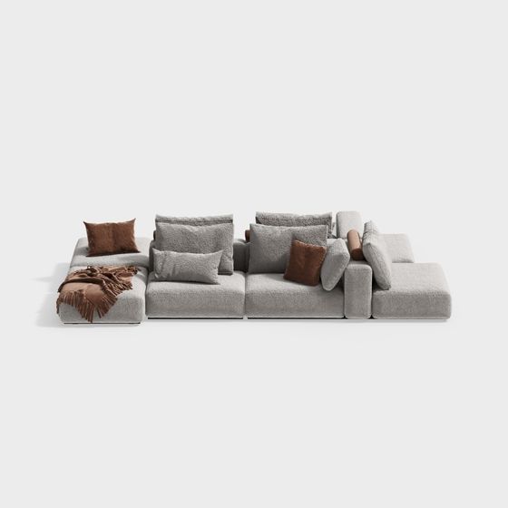 Elegant Low-Poly Plush Sofa 3D Model