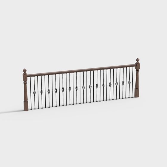 Stylish Wrought Iron Railing 3D model for Creative Projects