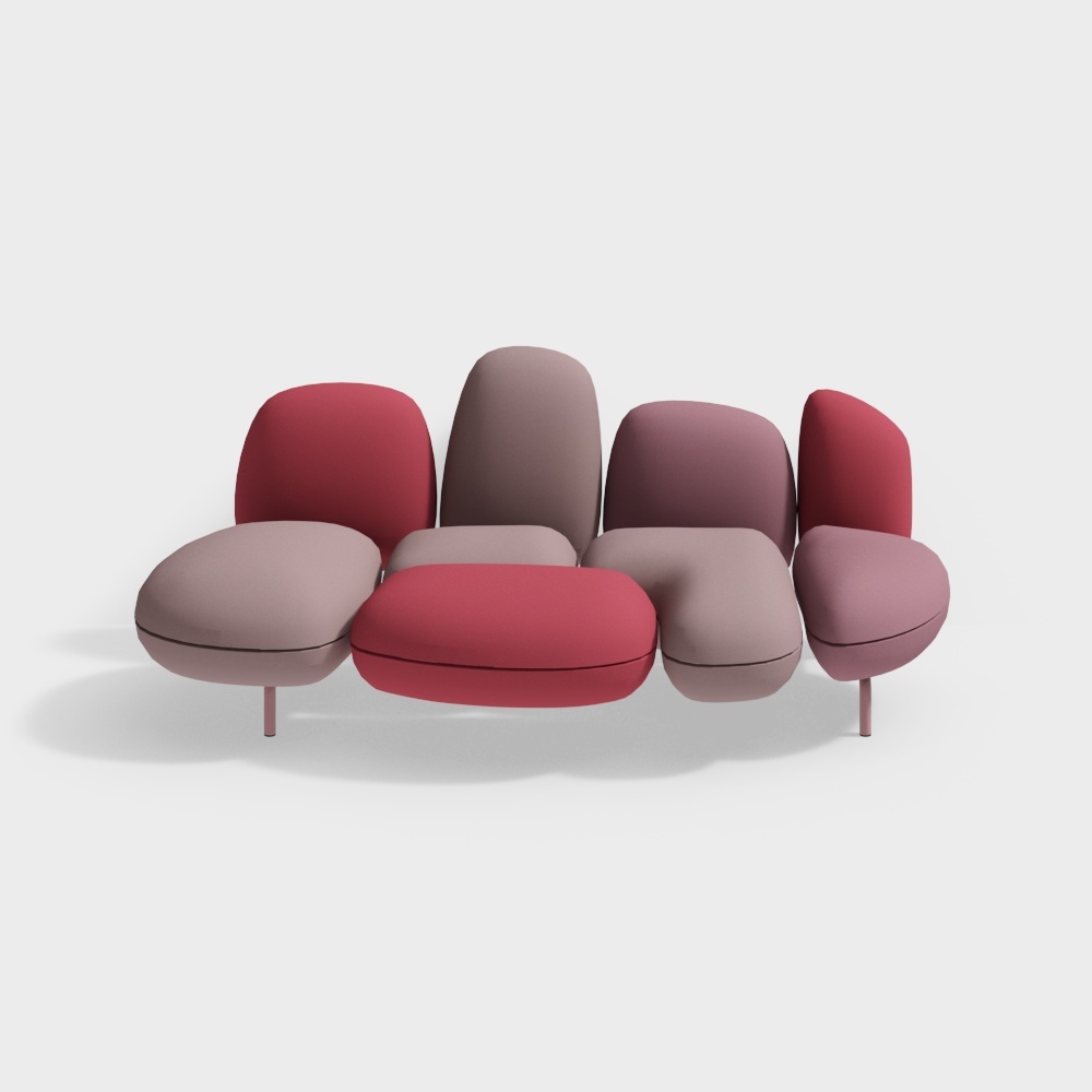 Unique Low-Polygon Sofa 3D Model – Modern Warm Tones