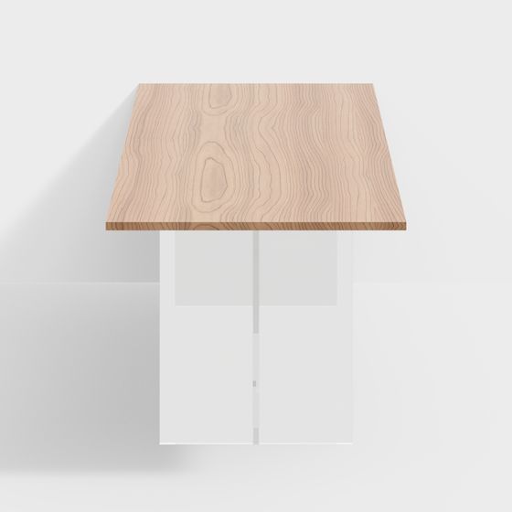 Floating Dining Table 3D Model - Elegant Wood Surface