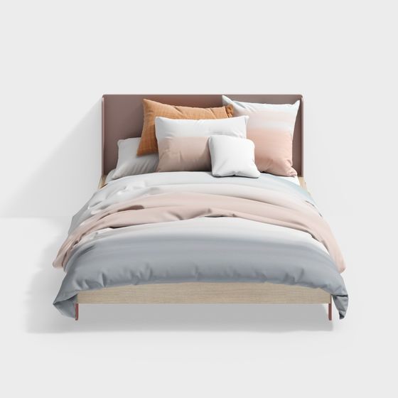 Stylish Low-Polygon Bed 3D model for Creative Spaces