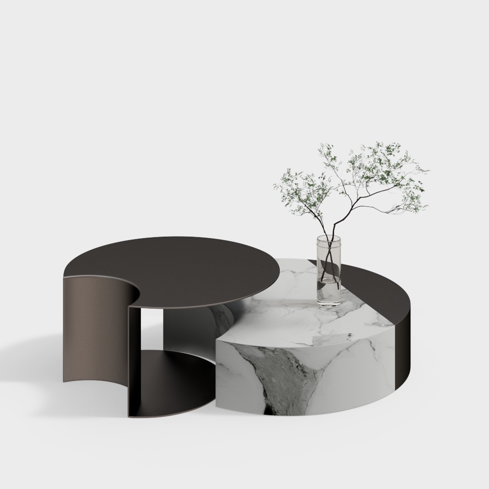 Curved Marble Coffee Table 3D model