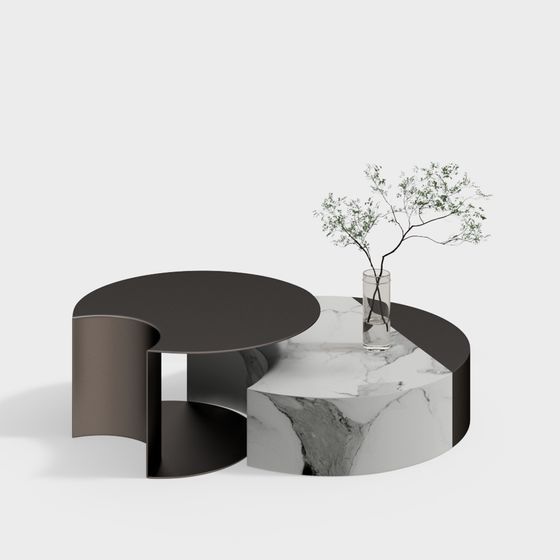 Curved Marble Coffee Table 3D model