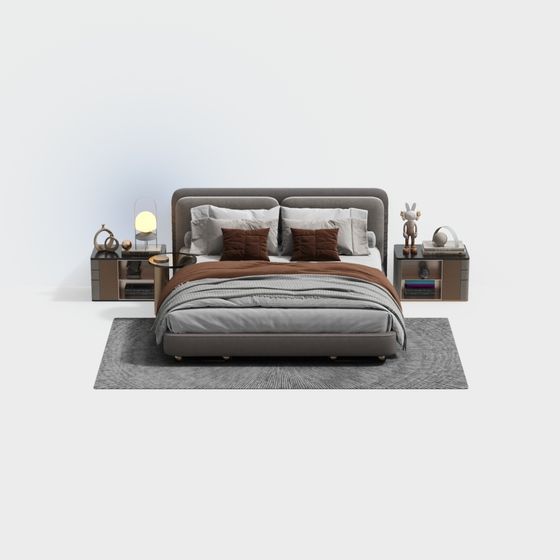 Elegant Low-Poly Bed 3D model for Modern Interiors