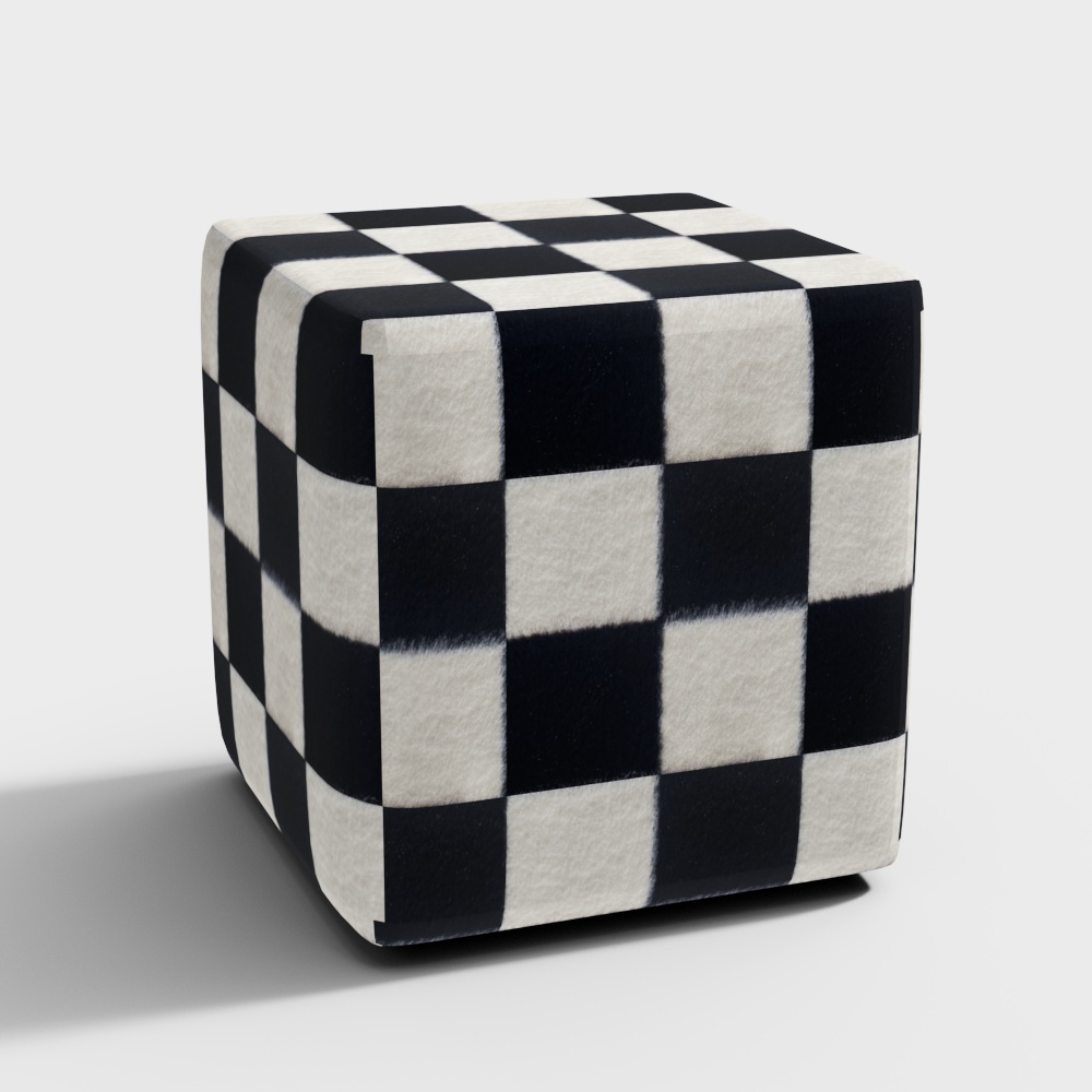 Checkerboard sofa stool small black and white 3
