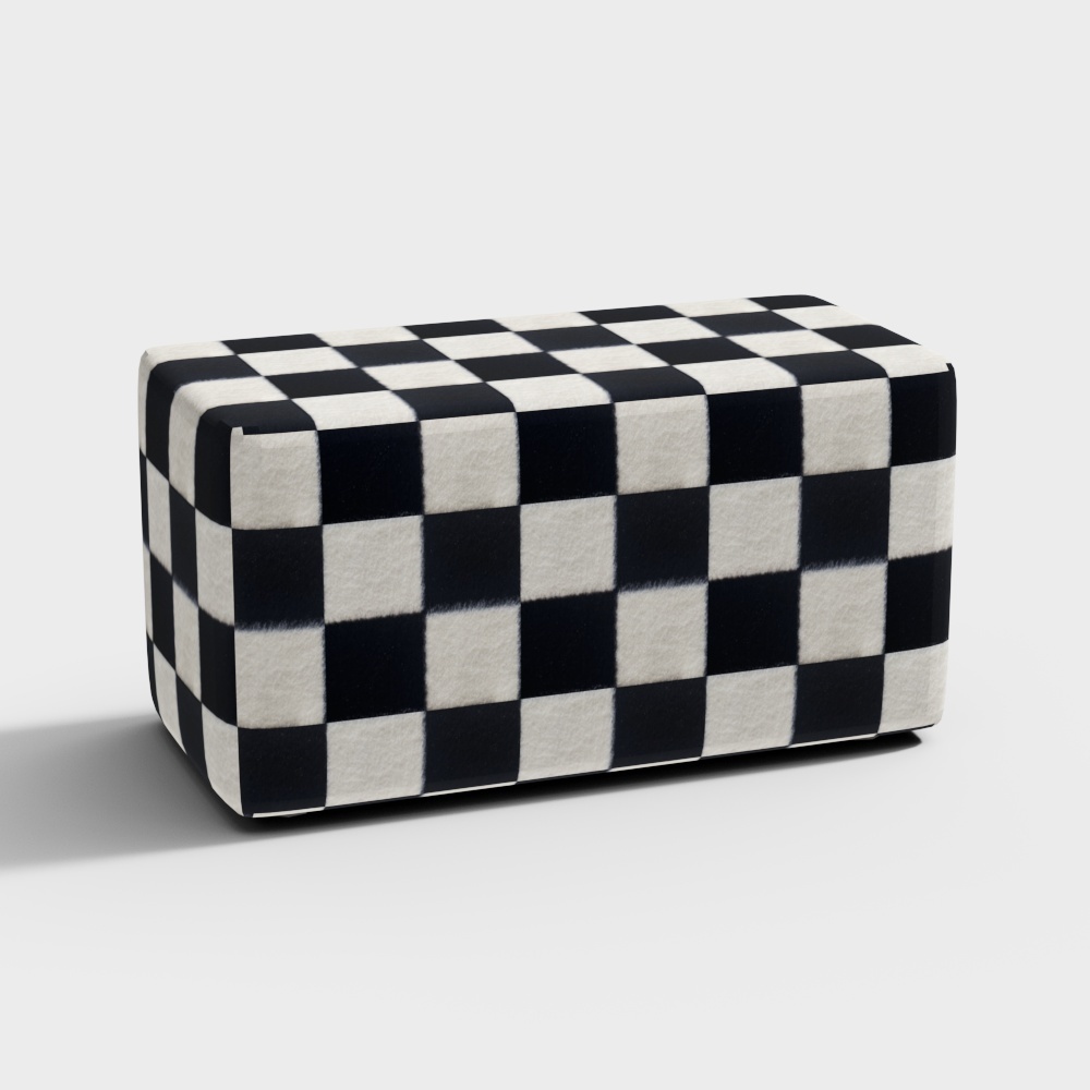 Пуфик в черно-белую шахматную клетку большой