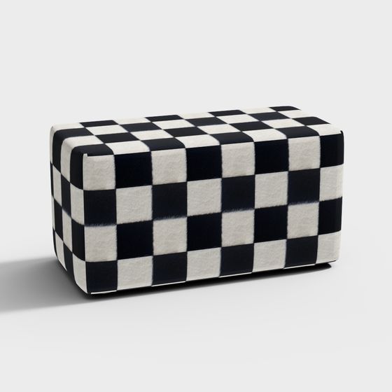 Пуфик в черно-белую шахматную клетку большой