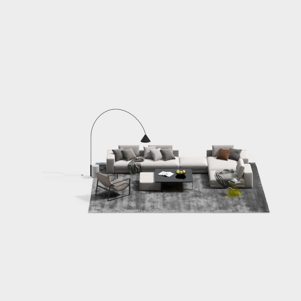 Minotti Modern minimalist style living room with multi-person sofas