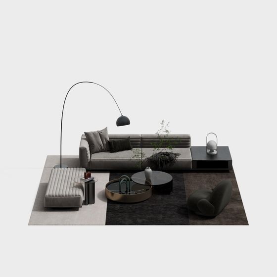 Urban Living Room 3D model for Creative Projects