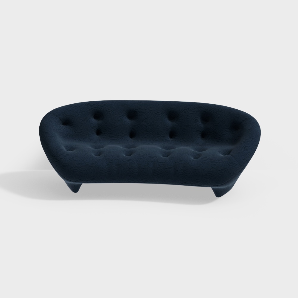 Streamlined Comfort Sofa 3D Model – Mid-Century Modern
