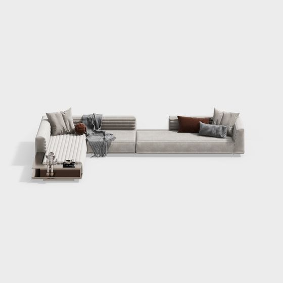 Elegant Low-Polygon 3D Sofa Model for Modern Spaces
