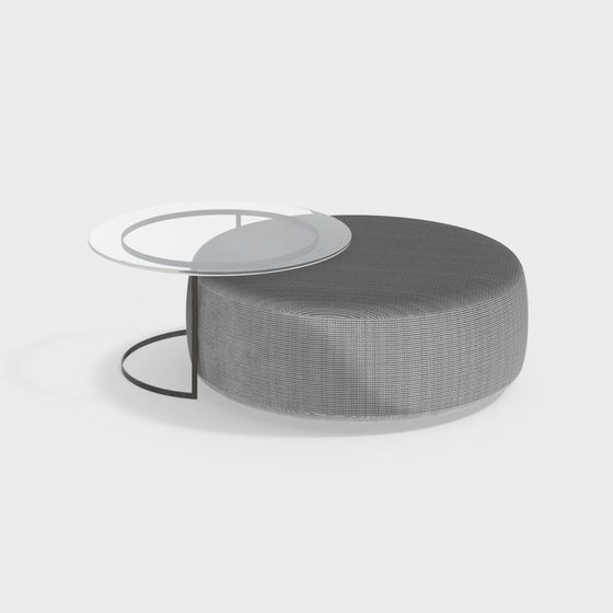 Sleek Curved Sofa Side Table 3D model