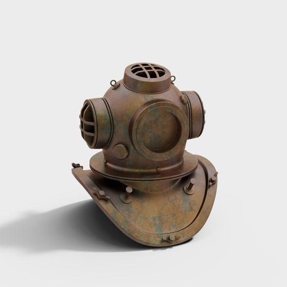 Vintage Diving Helmet 3D model for Deep Sea Exploration