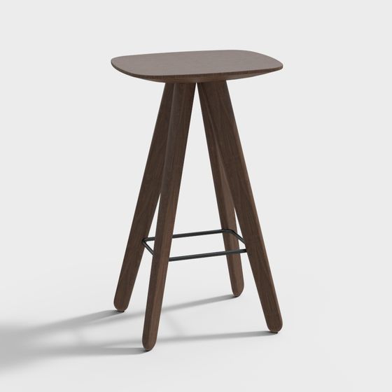 Elegant Wooden Bar Stool 3D model for Modern Interiors