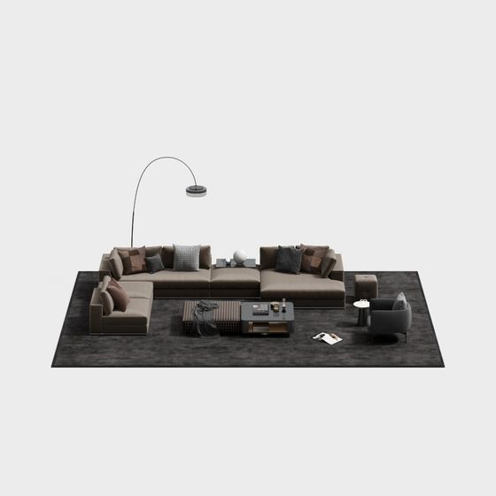 Stylish Low-Poly Sofa Set 3D model