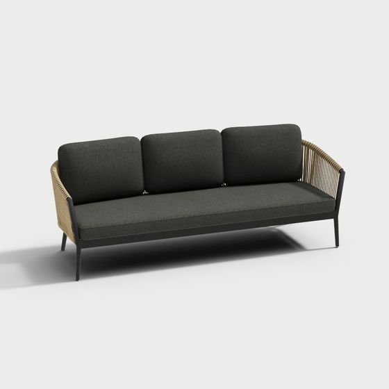 Elegant Low-Poly Sofa 3D Model for Modern Interiors