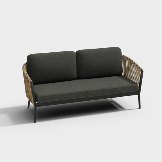Stylish Low-Polygon Sofa 3D model for Modern Interiors