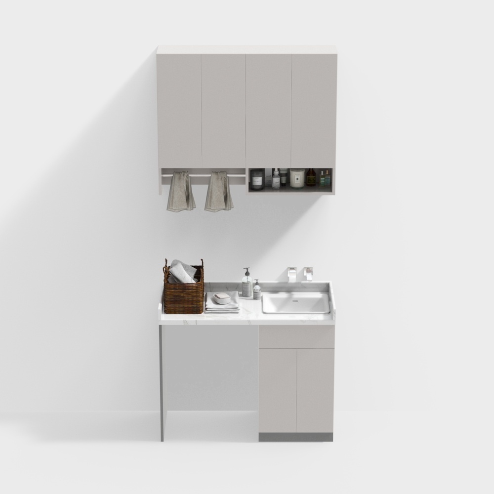 Modern beige washing machine cabinet