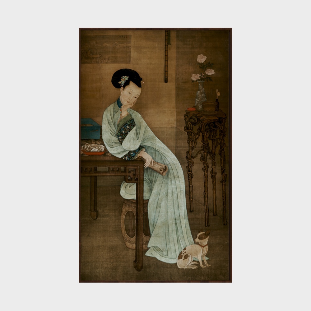 female portrait hanging painting
