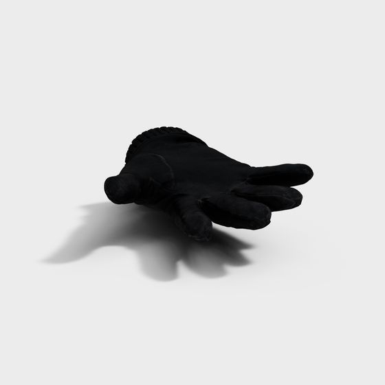Elegant Black Velvet Gloves 3D model